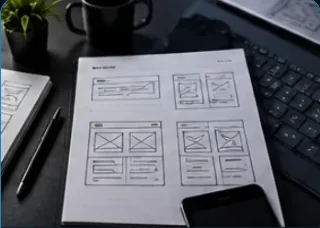 Website wireframe sketches and layout planning