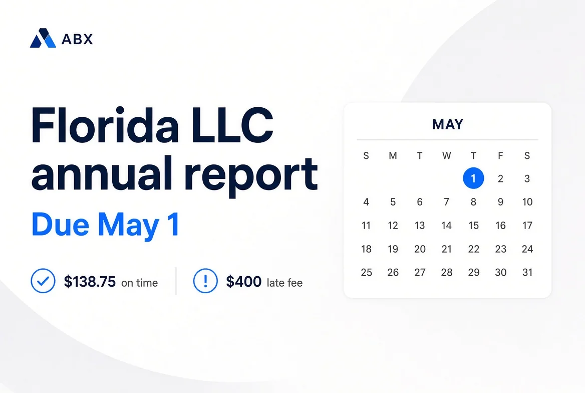 Florida LLC annual report deadline calendar — file on Sunbiz by May 1